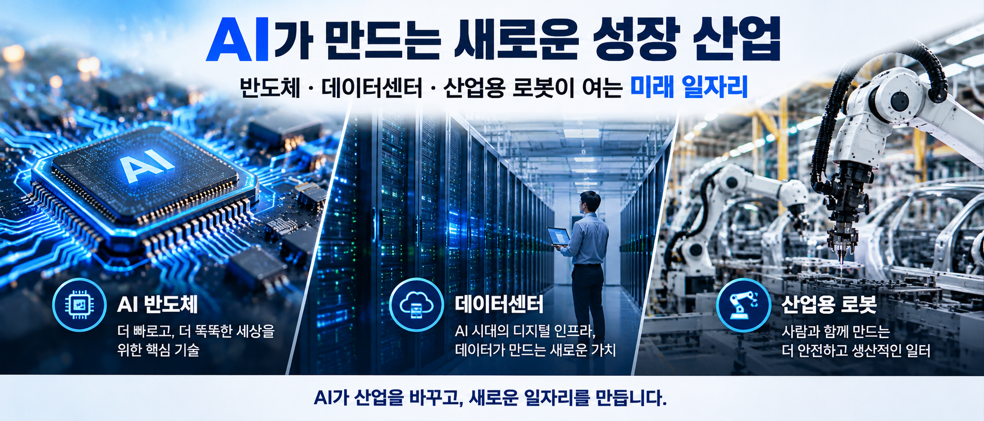 AI 일자리 성장 산업, AI 반도체 데이터센터 산업용 로봇