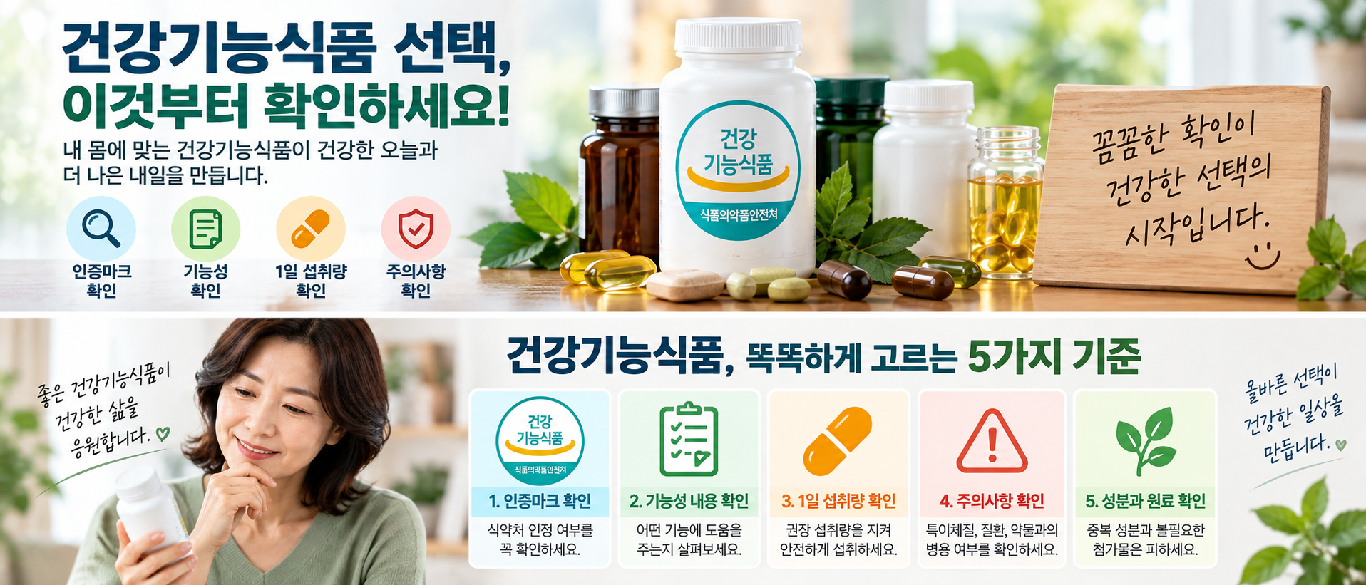 건강기능식품 인증마크 기능성 1일 섭취량 주의사항 확인 방법